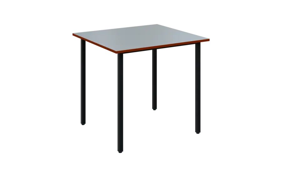 JSB 80N Jídelní stůl 800 x 800 mm, deska šedá s hranou cihlově červená / podnož černá